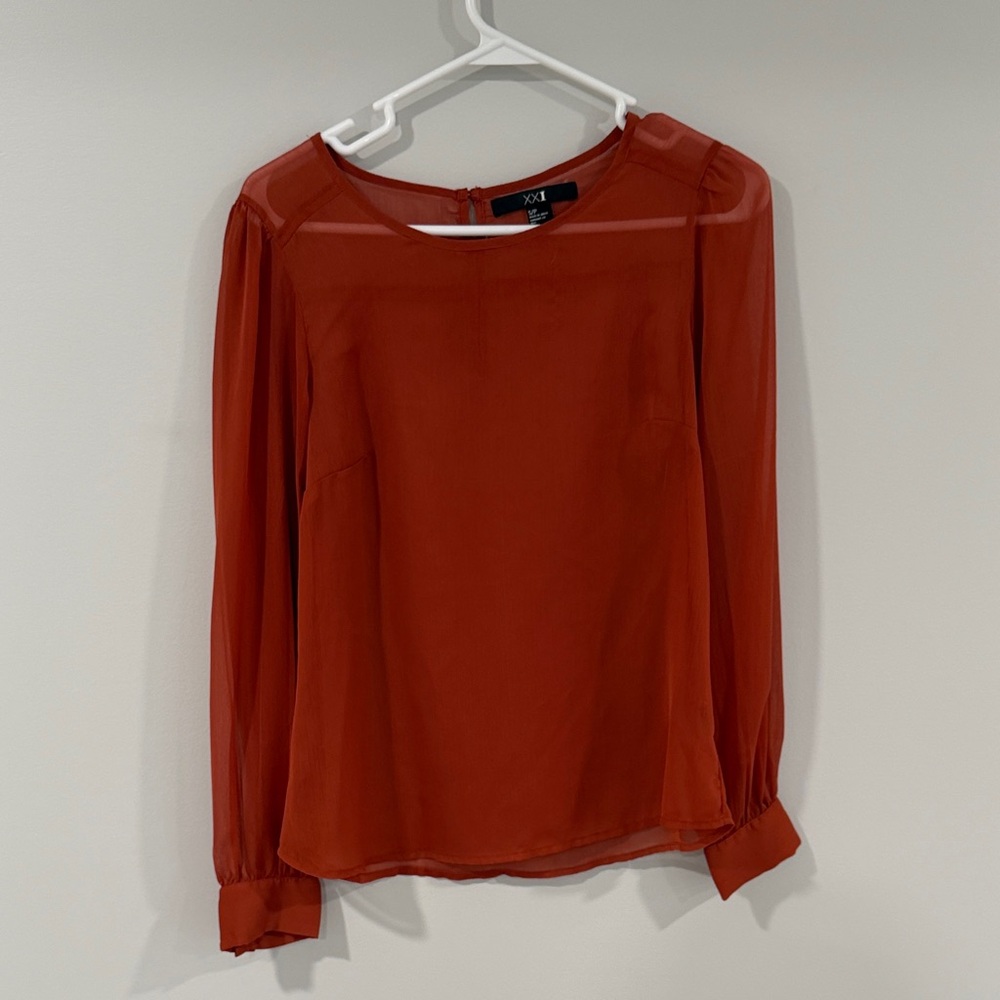 Forever 21 Rust Sheer Blouse